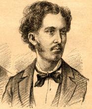 Ármin Práger. Zeichnung in: Proceß gegen den Anarchisten Hermann Stellmacher, angeklagt der Ermordung des Wechselstubenbesitzers Eisert in Wien […]. Berlin – Wien – Leipzig: Hugo Engel [1884] (= Wiener Criminal-Bibliothek. 1.), S. 73