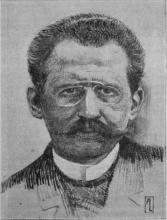 Arno Holz. Zeichnung von Agathe Löwe (1888–1966) in: Ver! (Wien), [2]. Jg., H. 20/21 (August 1918), S. 267