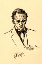 Karl Burger. Porträtzeichnung von Egge Sturm-Skrla (1894–1943). Postkarte: Karl Burger. Wien: Verlag des Ver! 1918.