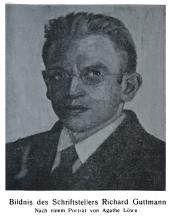 Richard Guttmann. Grafik von Agathe Löwe (1888–1966) in: Ver! (Wien), [2]. Jg., Nr. 28–2 (Dez. 1918 – Jänner 1919), S. 14