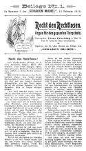 Recht den Rechtlosen (Hart), [1]. Jg., Nr. 1 (15. Februar 1913)
